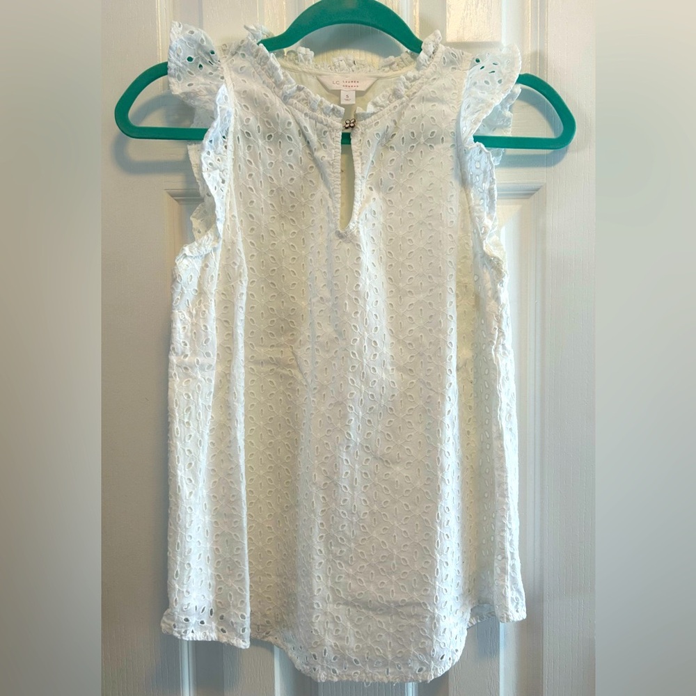 LC Lauren Conrad White Eyelet Top